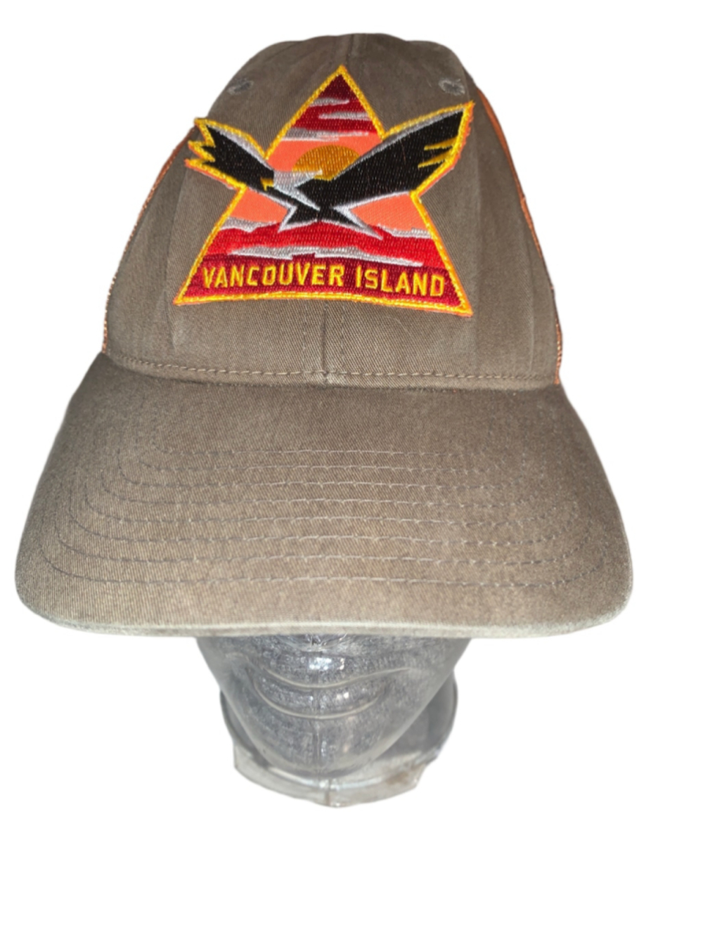 Unisex Vancouver Island Trucker Hat One Size Brown and Orange